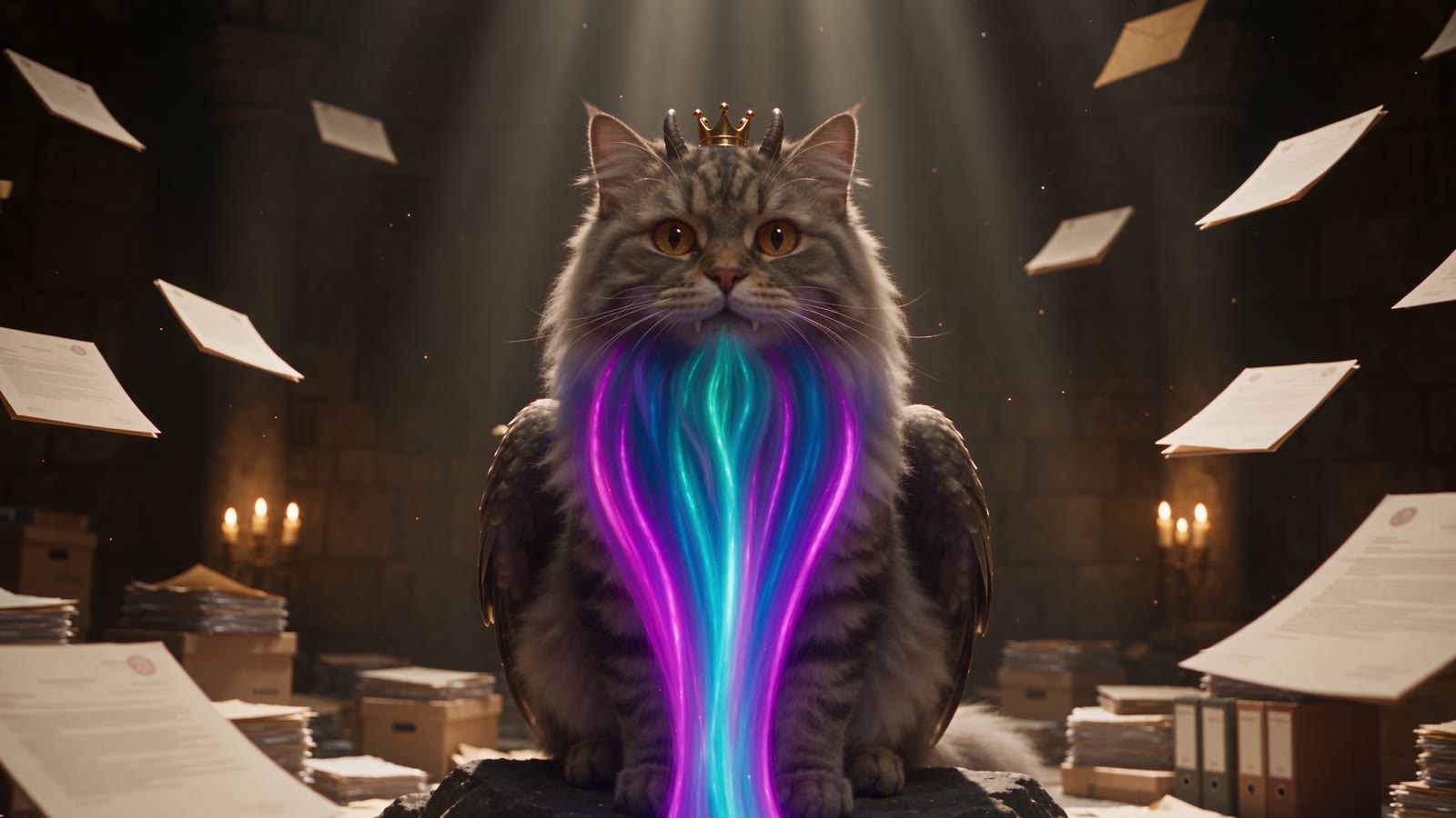 Die Wolpertingerkatze mit Neonbart aus dem Film Der Wunschfresser