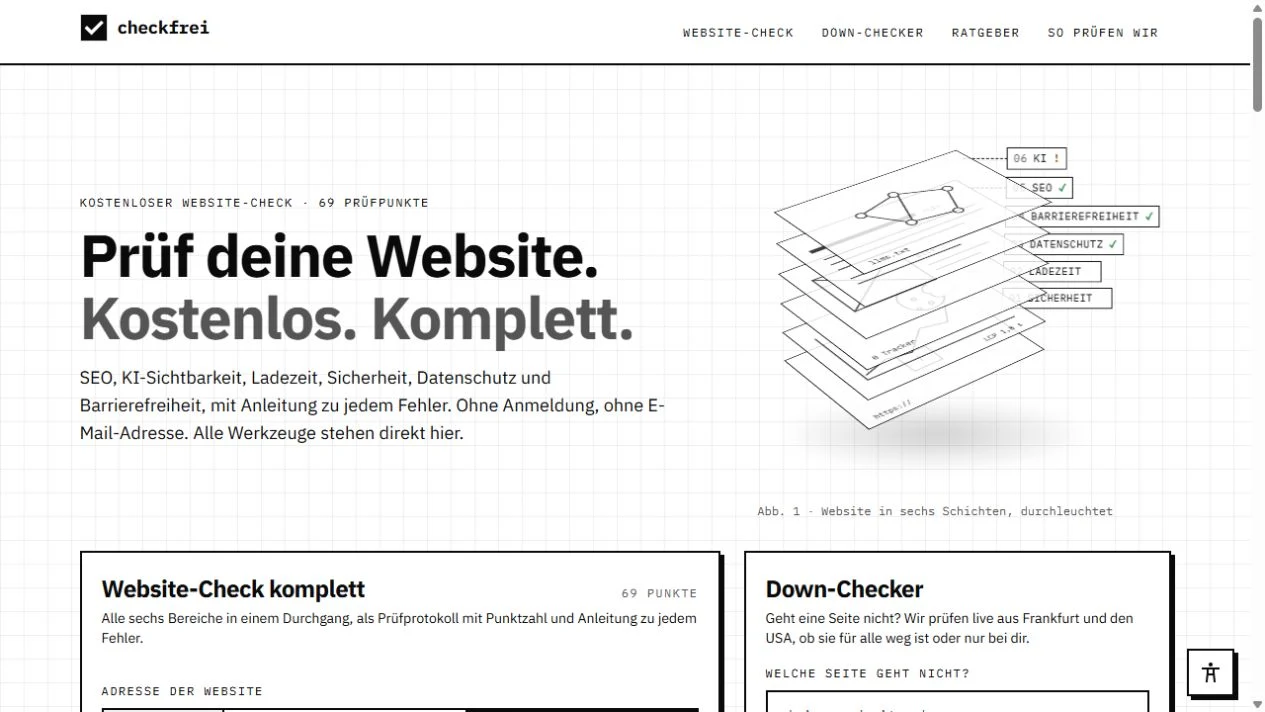 Die Website-Prüfung von checkfrei