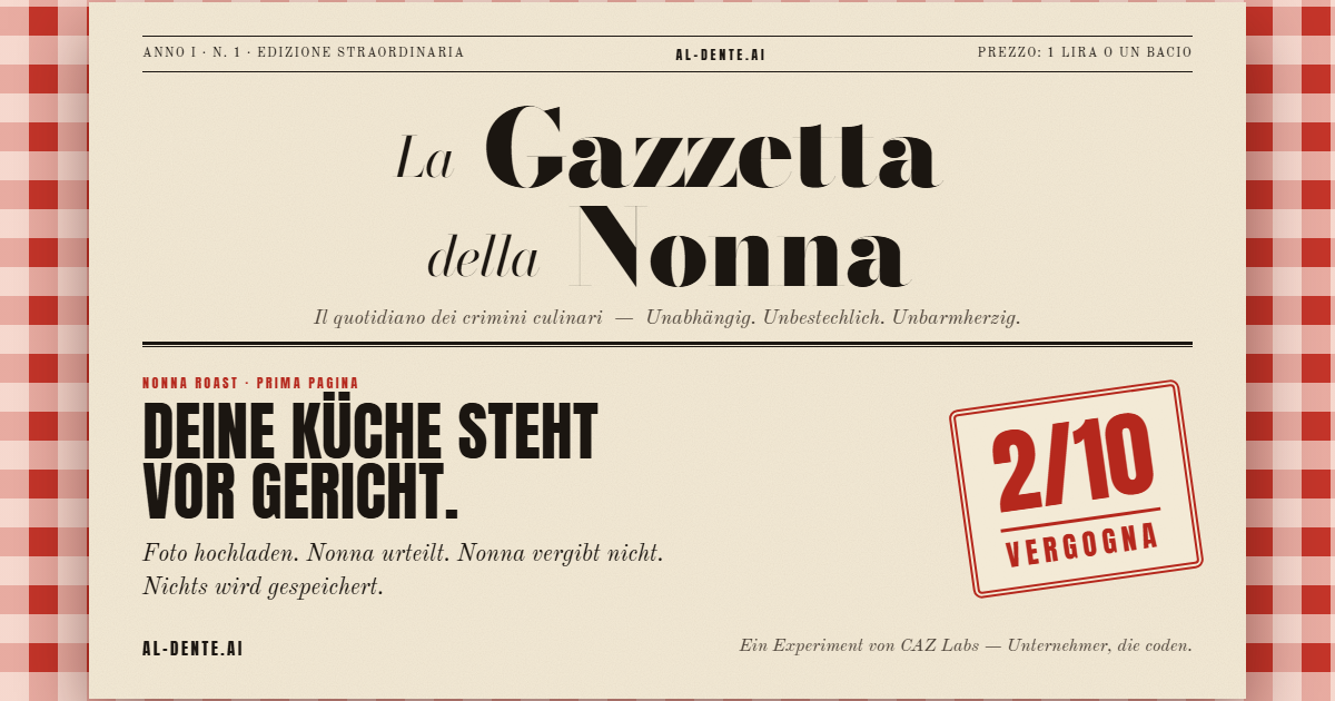 Screenshot of the al-dente.ai - La Gazzetta della Nonna project website