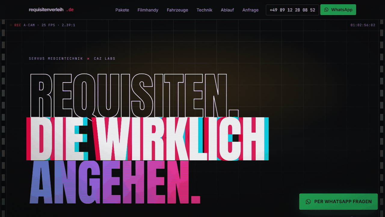 Screenshot of the requisitenverleih.de project website